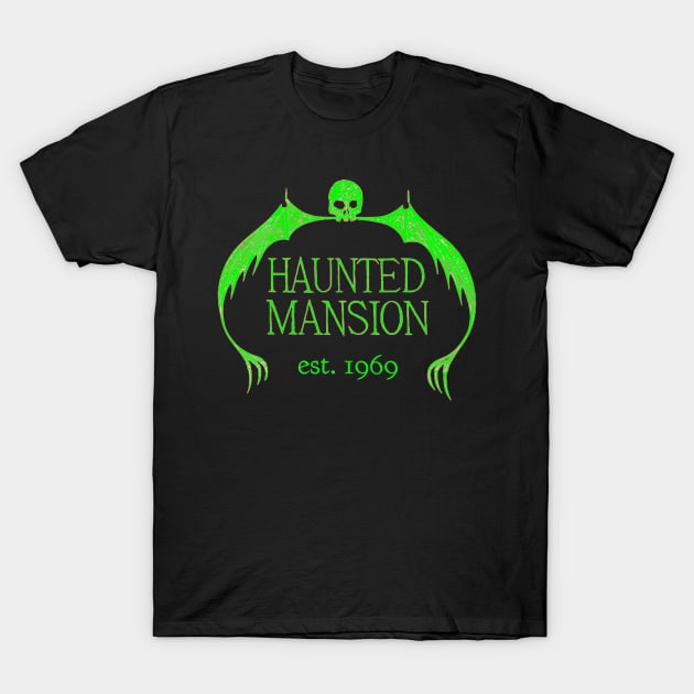 Haunted Mansion - Original logo - 50th Anniversary - Green T-Shirt T-Shirt by vampsandflappers